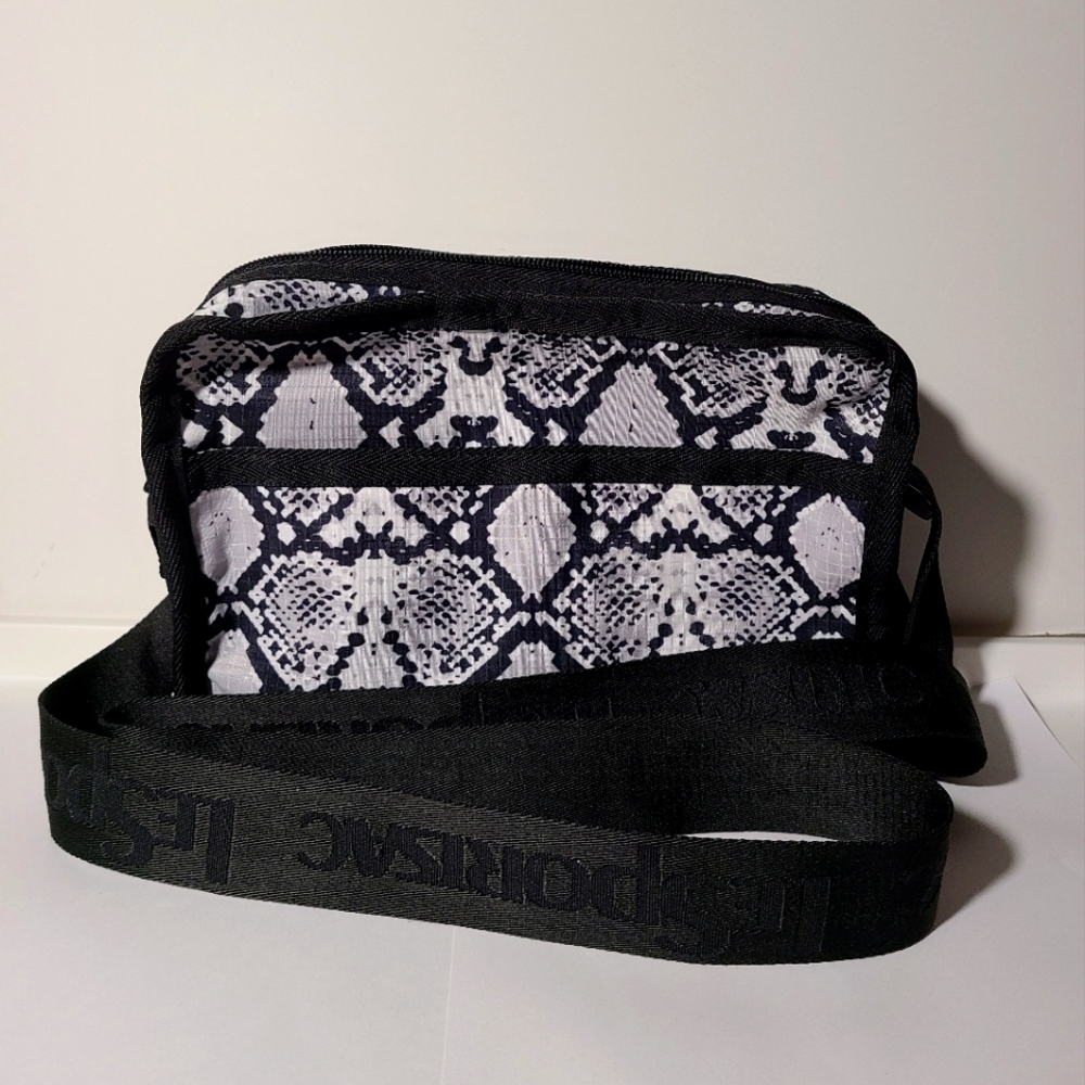 LeSportSac Black/White Snakeskin Print Crossbody Bag